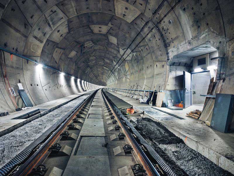 construction work on a subway tunnel underground