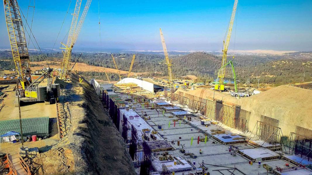 Oroville Dam Spillway special inspections underground secant pile wall
