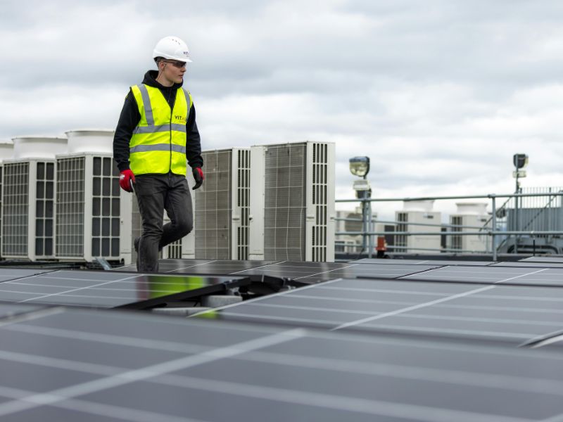 solar panels on a roof for renewable energy consulting 