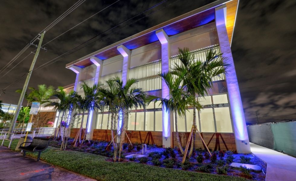 Charlotte Burrie Civic Center by night