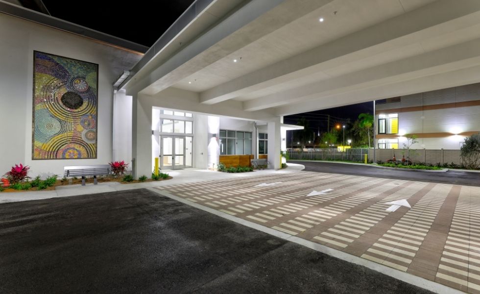 Charlotte Burrie Civic Center by night