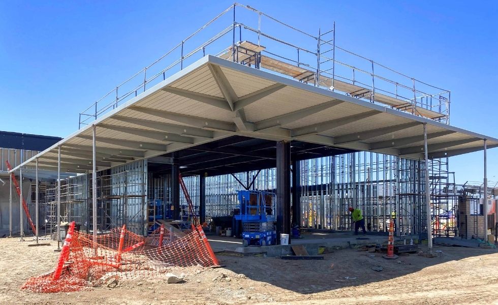 Long beach airport, Construction Site, Steel Framework, Safety Scaffolding