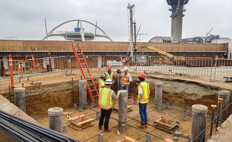 Foundations inside an excavation area