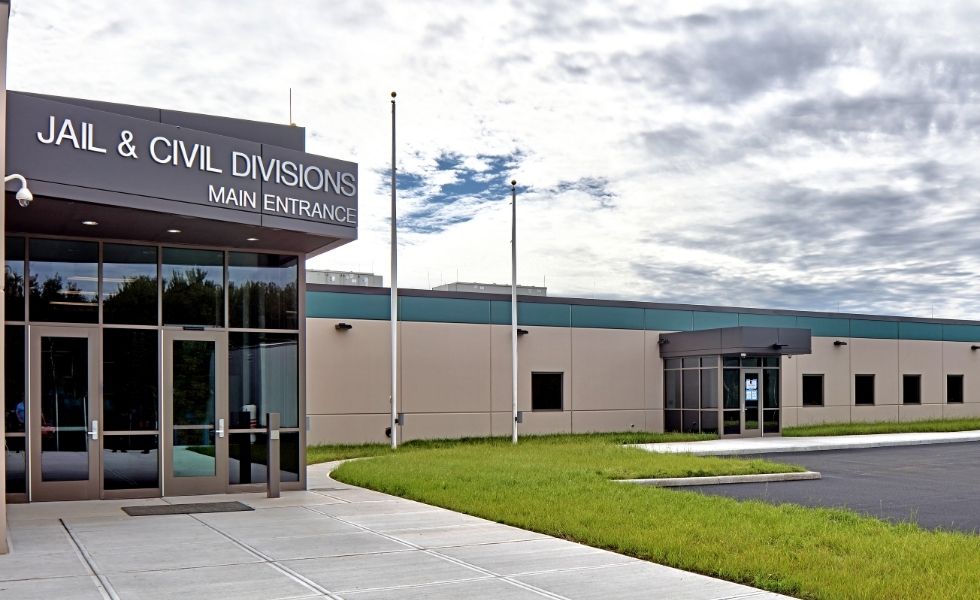 Exterior view of the Jail & Civil Divisions main entrance