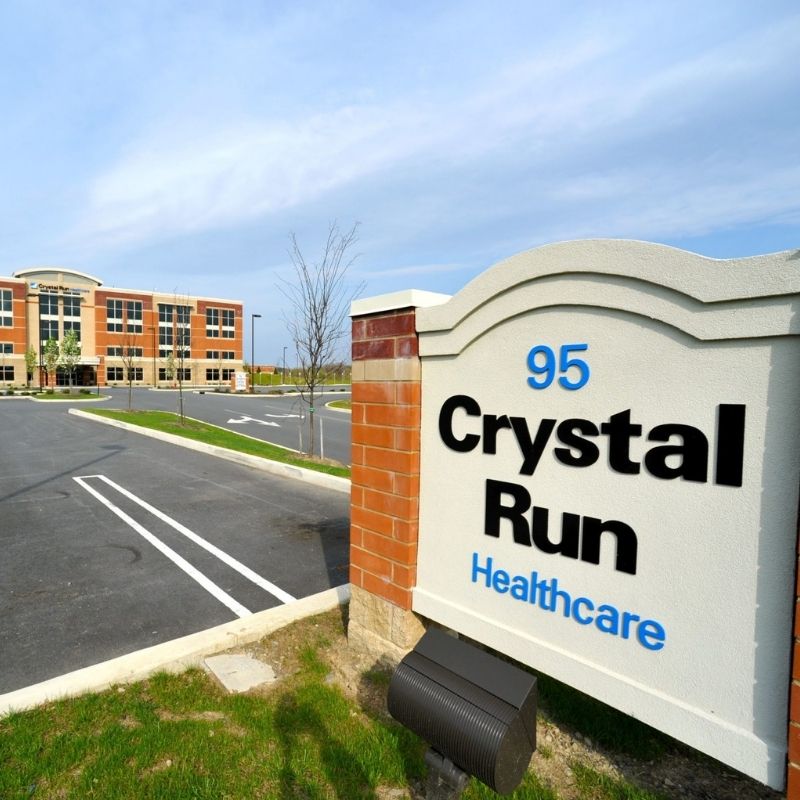 Completed Crystal Run Healthcare facility in New York featuring a modern multi-specialty healthcare building