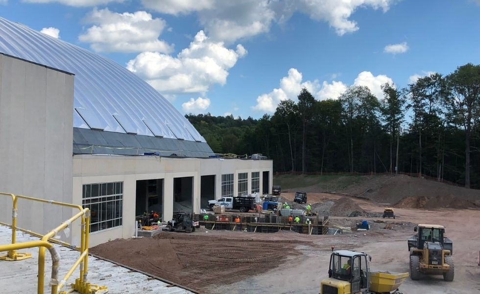 Water park facility construction and site development at The Kartrite Resort & Indoor Water Park, NY. The image shows earthwork operations