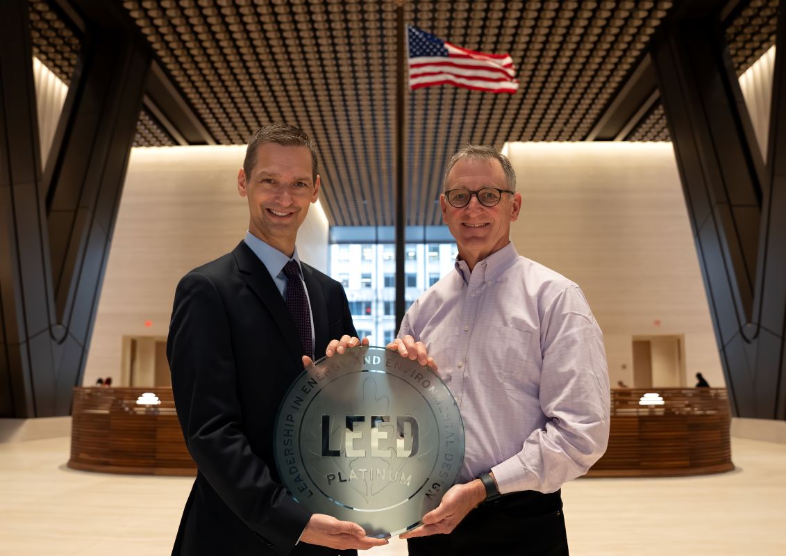 JPMorgan Chase building LEED Platinum Plaque presentation New York