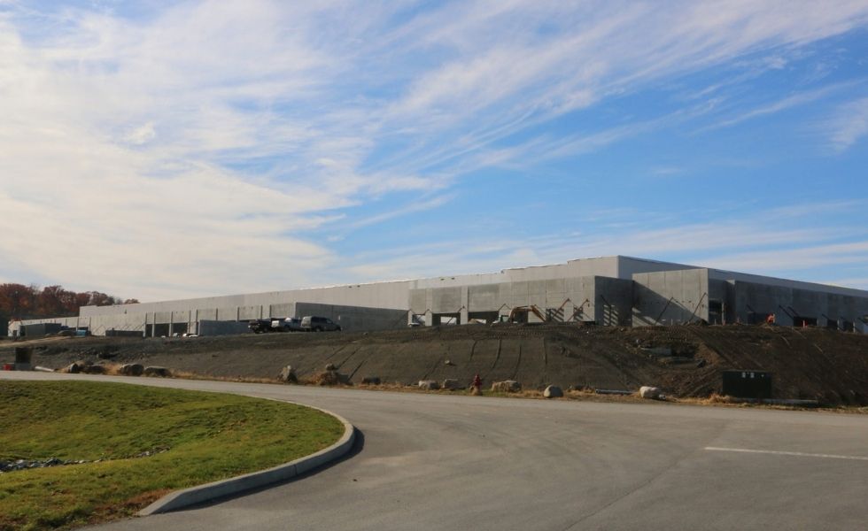 Blackhawk / McKesson Corporation Distribution Center construction site, showing the warehouse structure and construction equipment