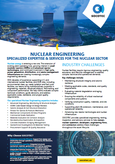 Nuclear sector services brochure SOCOTEC