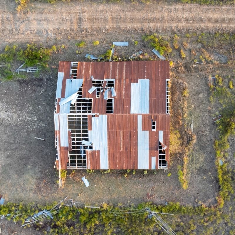 roof damage assessment by drone after storm or hurricane