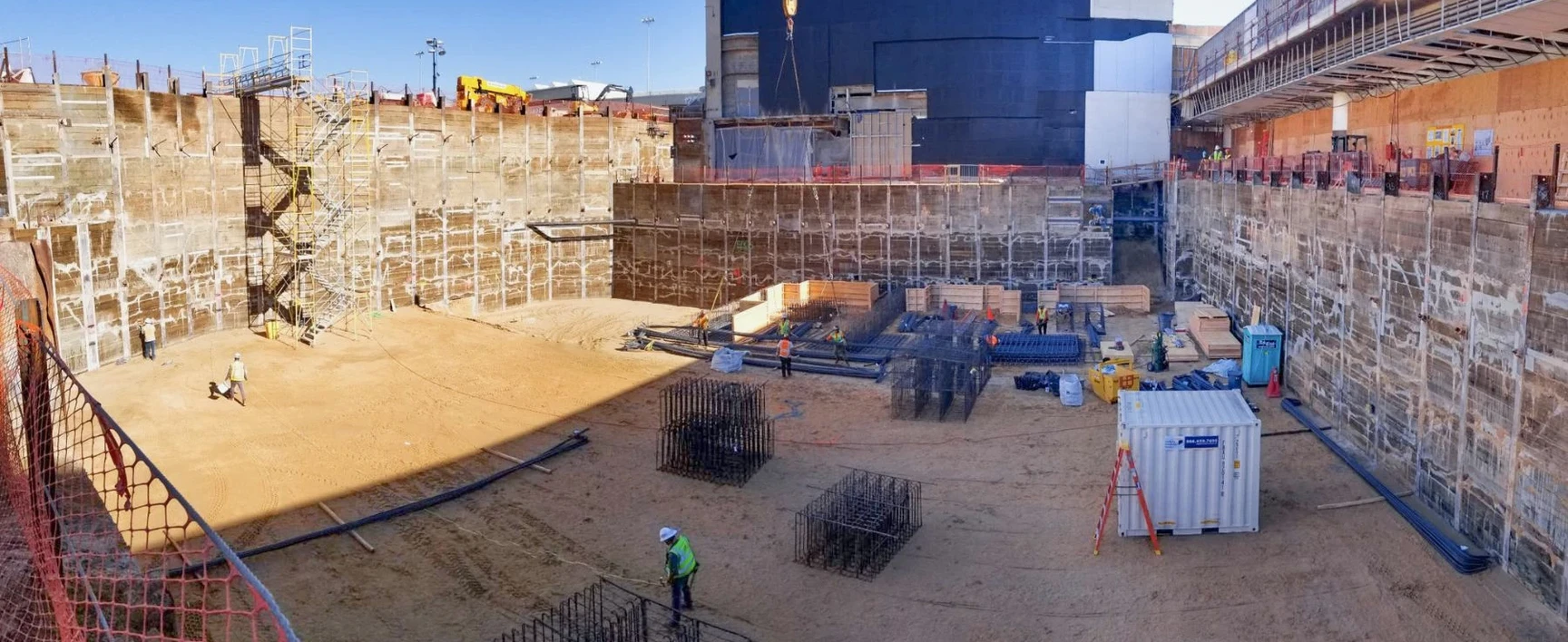 Deep excavation on a large construction site