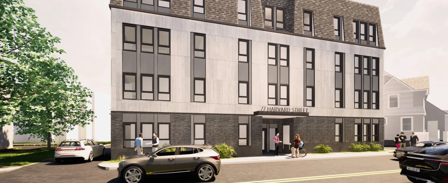 Exterior rendering of a modern residential building