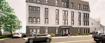 Exterior rendering of a modern residential building